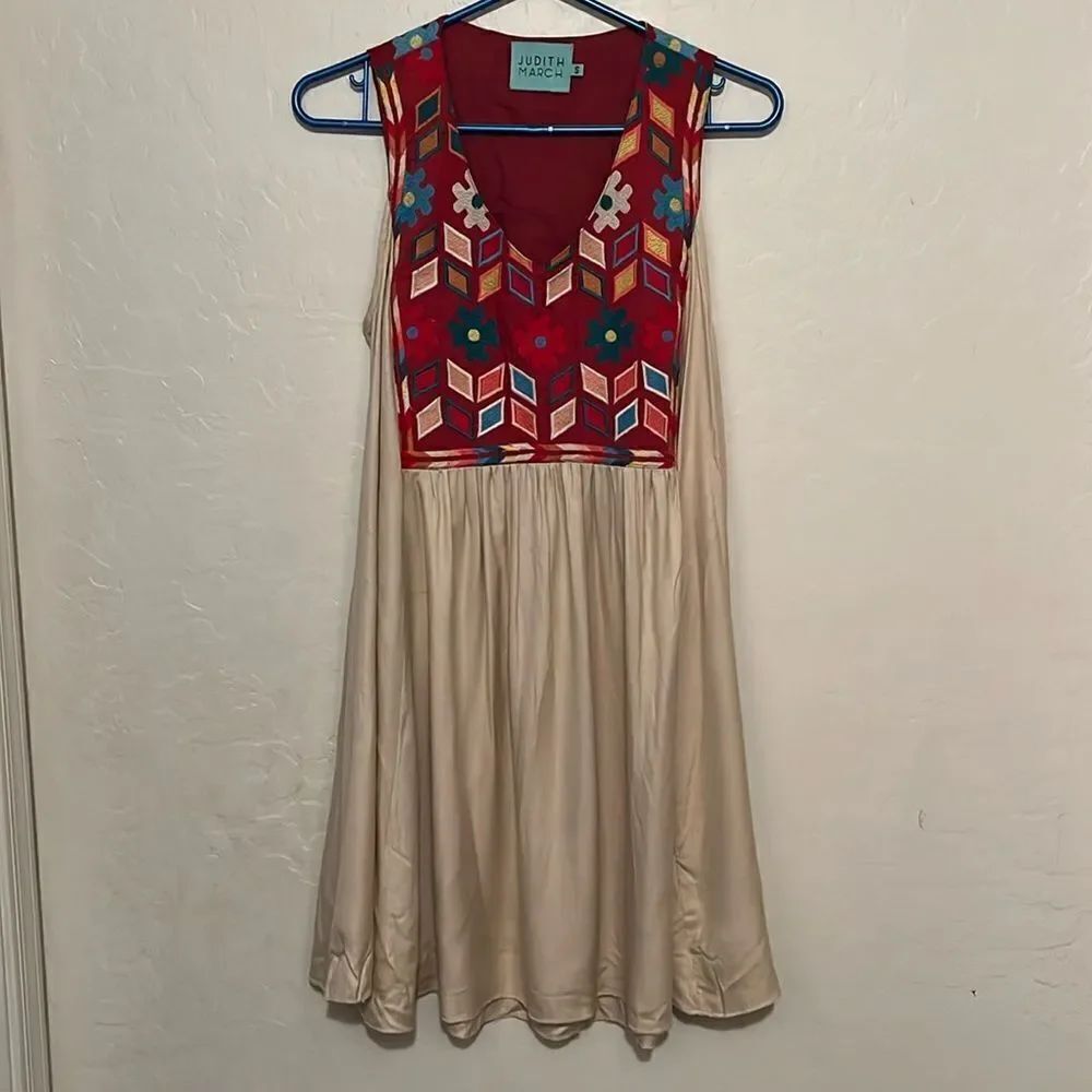 Judith March Embroidered Boho Tunic Dress Cottage Core Festival Concert